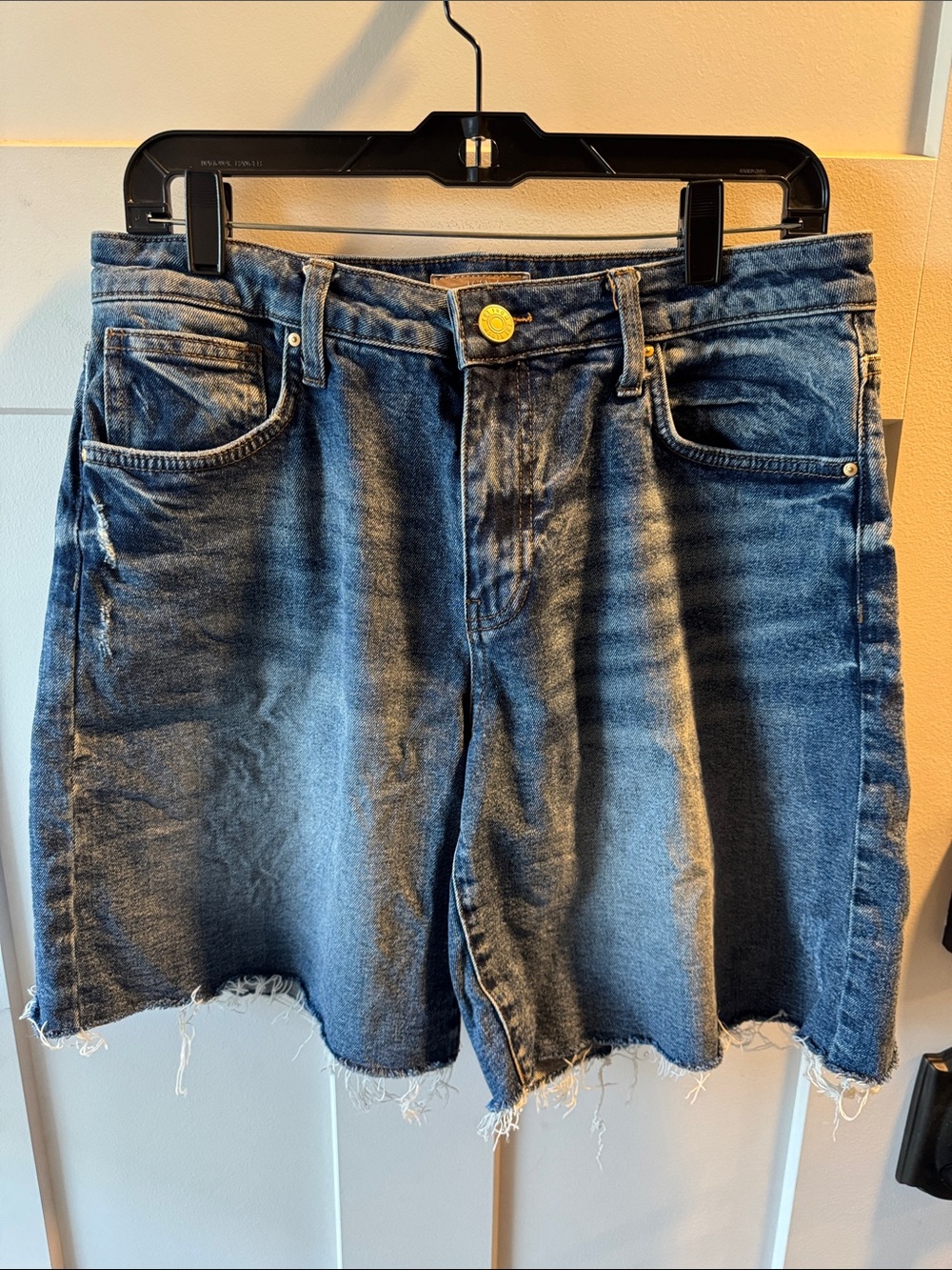Kut from the Kloth Distressed Medium Blue Denim Shorts